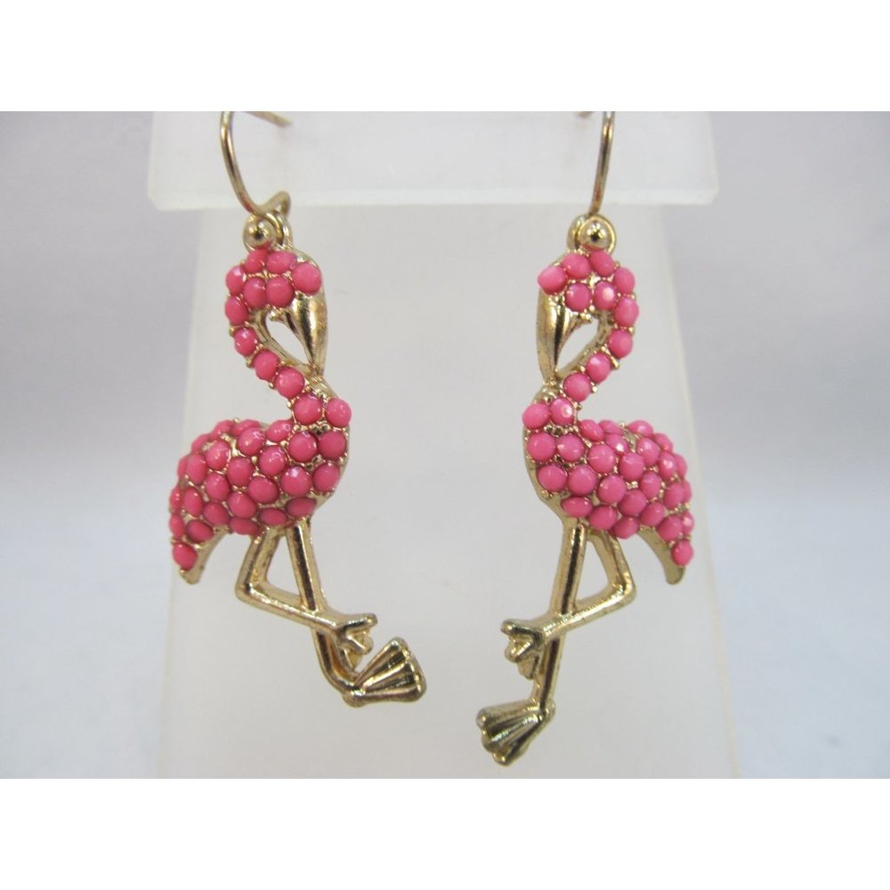 Pink Flamingo Beaded Pierced Earrings